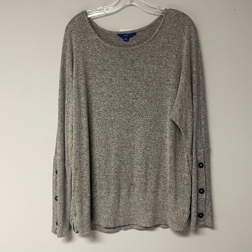 Apt 9 Womens Lagenlook Gray Sze Large Top Dolman Sleeves Stretchy Classic Tunic